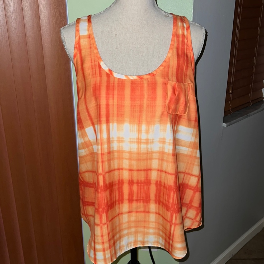 Calvin Klein Orange White Sleeveless Top
